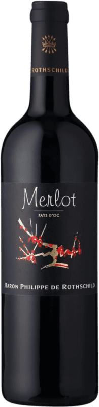 Envoi gratuit | Vin rouge Philippe de Rothschild Les Cépages I.G.P. Vin de Pays d'Oc Bordeaux France Merlot 75 cl