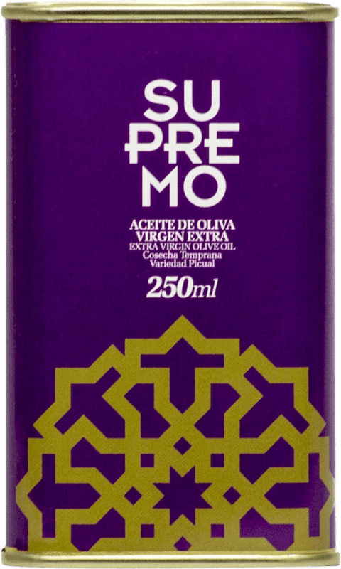 Envio grátis | Caixa de 25 unidades Azeite de Oliva Supremo Andaluzia Espanha Picual Lata 25 cl