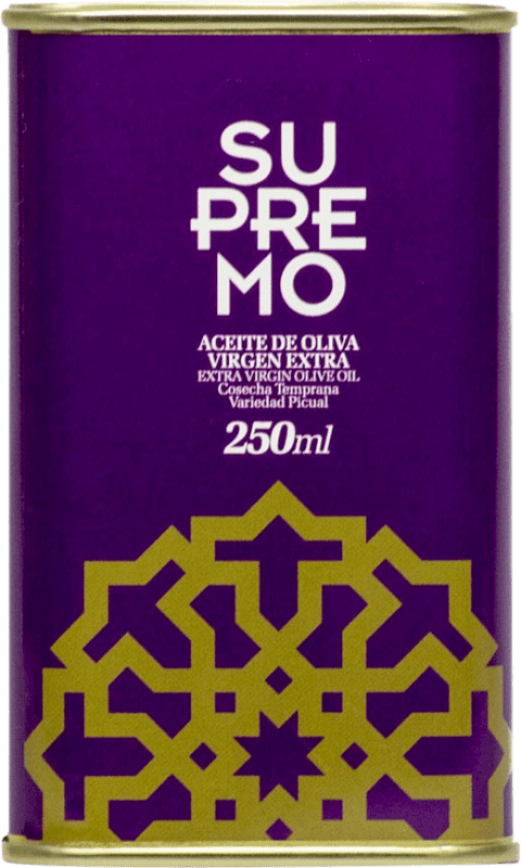 233,95 € | Caixa de 25 unidades Azeite de Oliva Supremo AOVE Virgem Extra Jaén Espanha Picual Lata 25 cl