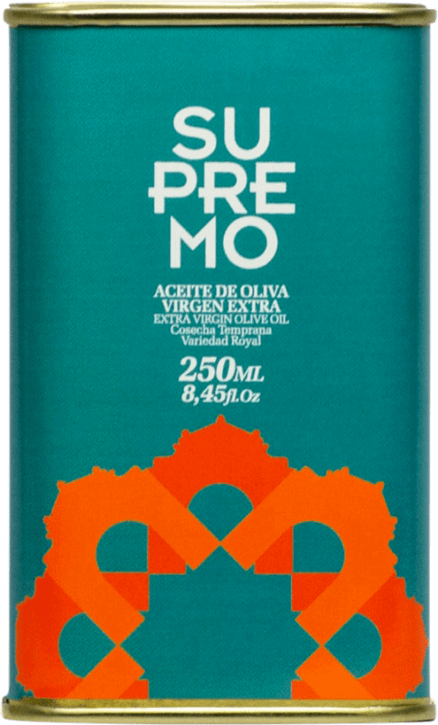 Envio grátis | Caixa de 25 unidades Azeite de Oliva Supremo AOVE Virgem Extra Jaén Espanha Royal Lata 25 cl