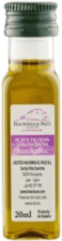 113,95 € Envío gratis | Caja de 324 unidades Aceite de Oliva Hacienda el Palo Botellín Miniatura 2 cl PET
