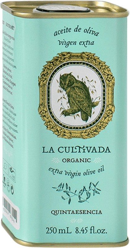 Envío gratis | Caja de 12 unidades Aceite de Oliva La Cultivada Quintaesencia Andalucía España Arbequina Lata 25 cl