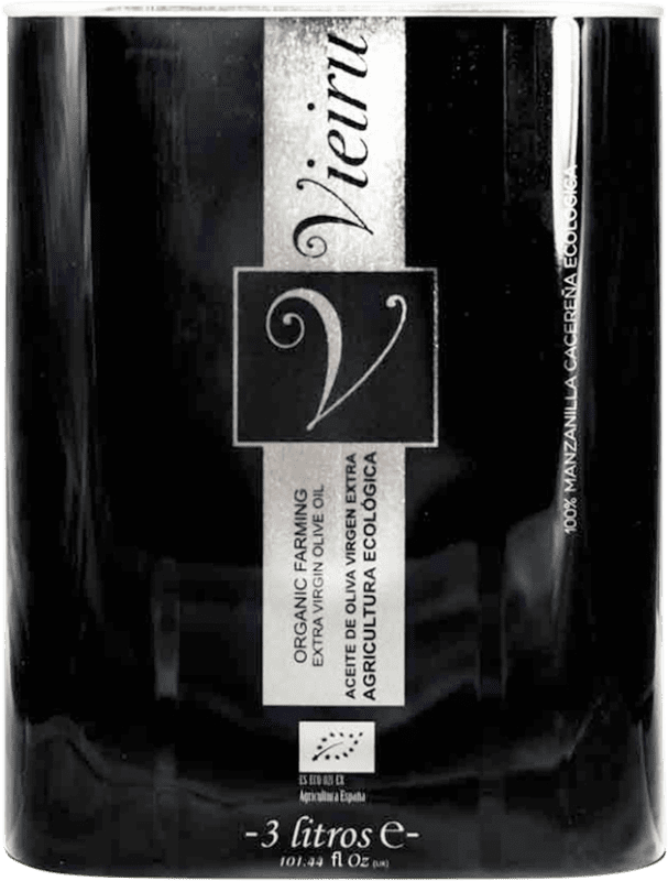 Free Shipping | Olive Oil As Pontis Vieiru EVOO Extra Virgin Estremadura Spain Manzanilla Eco — Organic Special Can 3 L