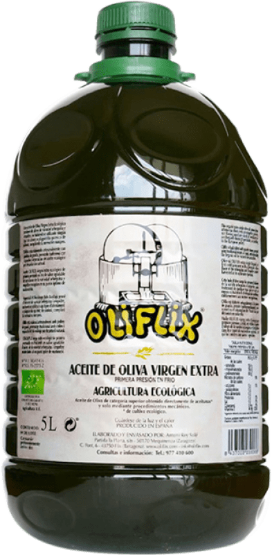 106,95 € Envío gratis | Aceite de Oliva Antonio Rey Solé Oliflix Ecológico PET D.O. Terra Alta Garrafa 5 L