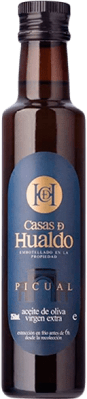 Kostenloser Versand | 12 Einheiten Box Olivenöl Casas de Hualdo Vidrio D.O. Montes de Toledo Kastilien-La Mancha Spanien Picual Kleine Flasche 25 cl