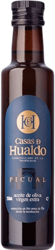 Envoi gratuit | Boîte de 12 unités Huile d'Olive Casas de Hualdo HOVE Vierge Extra D.O. Montes de Toledo Castilla La Mancha Espagne Picual Petite Bouteille 25 cl Verre