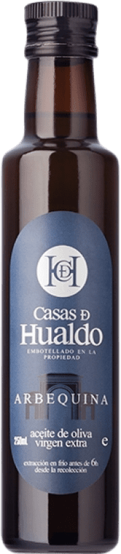 Kostenloser Versand | 12 Einheiten Box Olivenöl Casas de Hualdo E-NOL Extra Nativ Kastilien-La Mancha Spanien Arbequina Kleine Flasche 25 cl Glas