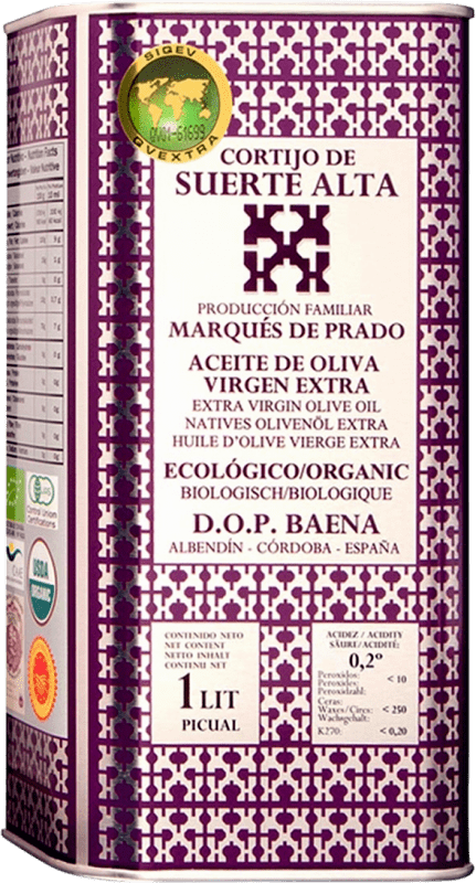 22,95 € Envoi gratuit | Huile d'Olive Cortijo de Suerte Alta HOVE Vierge Extra D.O. Baena Canette Medium 1 L
