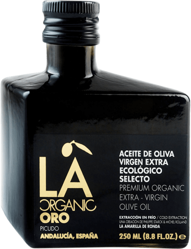 Envoi gratuit | Huile d'Olive La Amarilla de Ronda LA Oro — Édition Or, HOVE Vierge Extra Andalousie Espagne Picuda Organic — Biologique Petite Bouteille 25 cl Verre