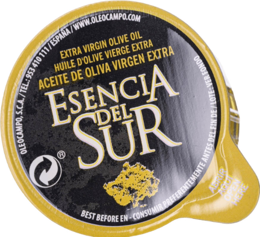 18,95 € | Caja de 100 unidades Aceite de Oliva Oleocampo Esencia del Sur Cápsulas Monodosis, AOVE Virgen Extra Andalucía España Picual 2 cl