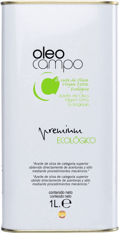 Free Shipping | Olive Oil Oleocampo Premium, EVOO Extra Virgin Andalusia Spain Picual Eco — Organic Medium Can 1 L