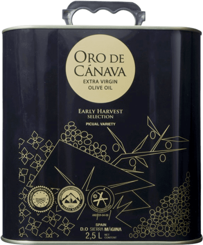 89,95 € Бесплатная доставка | Оливковое масло Ntra. Sra. de los Remedios Oro de Cánava Selección Cosecha Temprana D.O. Sierra Mágina Большая банка 2,5 L