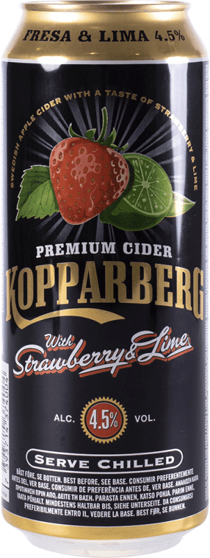 Free Shipping | 24 units box Cider Kopparberg Fresa Lima Sweden Can 50 cl