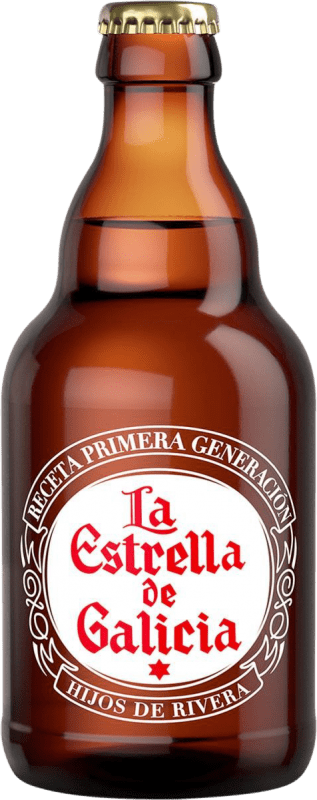 送料無料 | 24個入りボックス ビール Estrella Galicia スペイン 3分の1リットルのボトル 33 cl