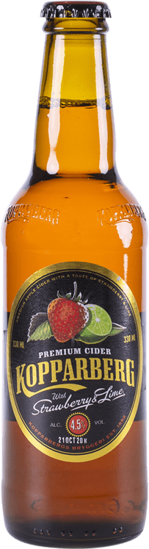 Kostenloser Versand | 24 Einheiten Box Cidre Kopparberg Fresa Lima Schweden Drittel-Liter-Flasche 33 cl