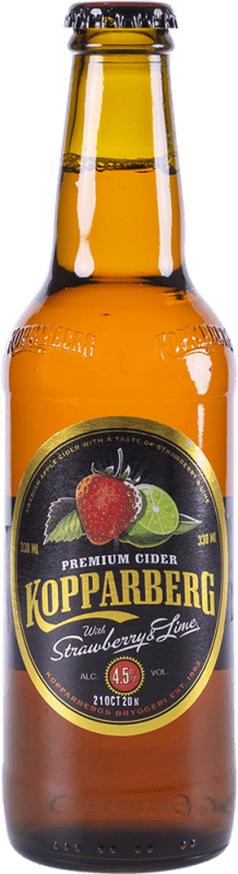 Envío gratis | Caja de 24 unidades Sidra Kopparberg Suecia Botellín Tercio 33 cl Fresa, Lima