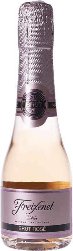 Kostenloser Versand | 24 Einheiten Box Rosé Sekt Freixenet Mini Rosé Brut D.O. Cava Spanien Grenache Tintorera, Trepat Kleine Flasche 20 cl