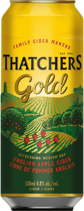 76,95 € Free Shipping | 24 units box Cider Thatchers Gold Edition Medium Can 50 cl Manzana — Apple