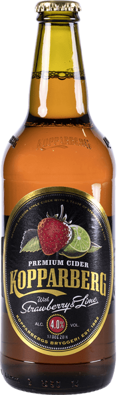Kostenloser Versand | 15 Einheiten Box Apfelwein Kopparberg Schweden Medium-Flasche 50 cl Fresa — Erdbeere, Lima — Limette