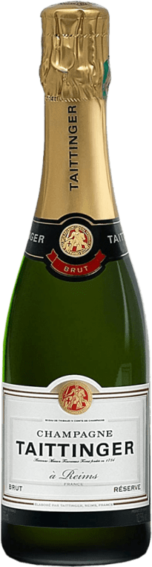 4,95 € Spedizione Gratuita | Scatola da 12 unità Spumante Bianco Taittinger Brut Riserva A.O.C. Champagne Mezza Bottiglia 37 cl