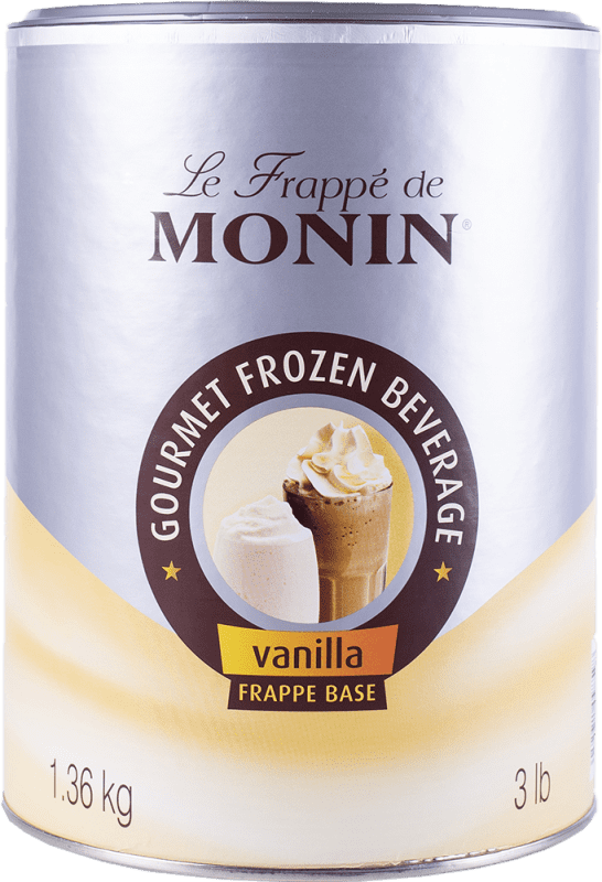 Spedizione Gratuita | Schnapps Monin Frappé Base Francia Lattina Speciale 1 L 1.36 kg Vanilla — Vaniglia