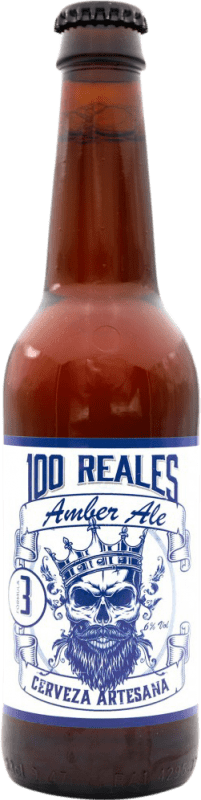 免费送货 | 啤酒 100 Reales Ale, Artesanal — 手工艺的, Amber — 琥珀色 西班牙 三分之一升瓶 33 cl