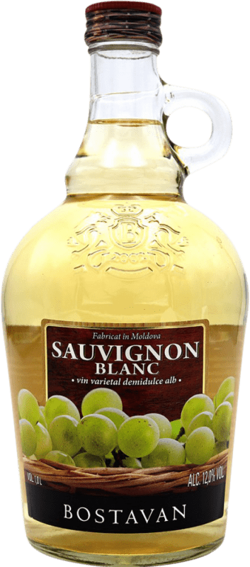 Free Shipping | White wine Bostavan Semi-Dry Semi-Sweet Moldova, Republic Sauvignon White 1 L