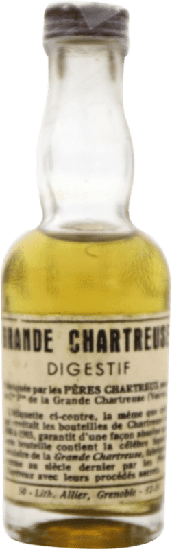 Envio grátis | Licores Chartreuse Amarillo Espécime de Colecionador França Garrafa Miniatura 5 cl