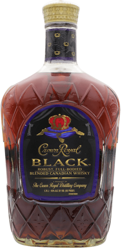 免费送货 | 威士忌混合 Crown Royal Canadian Black 加拿大 特别的瓶子 1,75 L