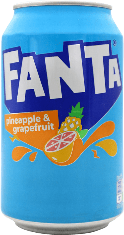 2,95 € Envio grátis | Refrigerantes Fanta Lata 33 cl Pineapple — Ananás, Grapefruit — Toranja