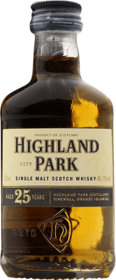 68,95 € Envio grátis | Whisky Single Malt Highland Park 25 Anos Garrafinha Miniatura 5 cl