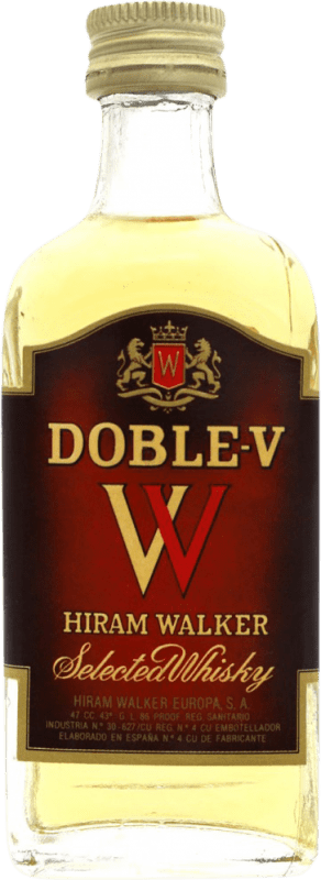 Envío gratis | Whisky Blended Hiram Walker Doble V España Botellín Miniatura 5 cl