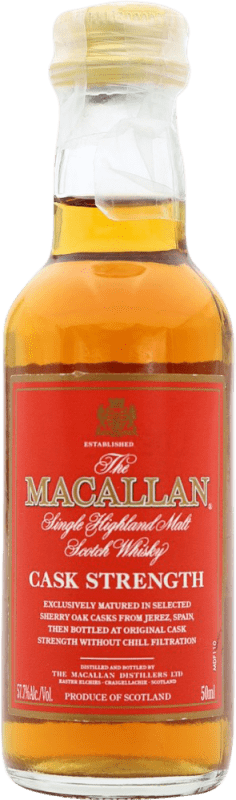 免费送货 | 威士忌单一麦芽威士忌 Macallan Cask Strength 收藏家标本 英国 微型瓶 5 cl