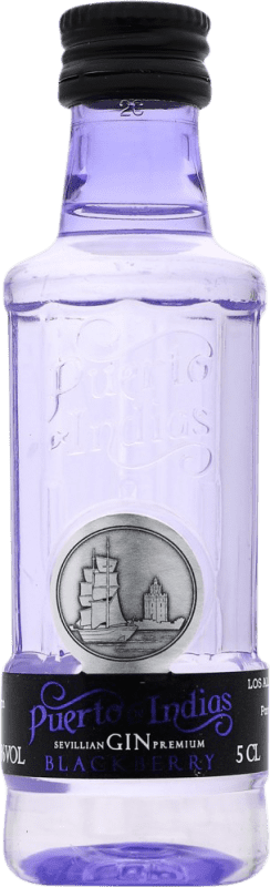 3,95 € Envio grátis | Gin Puerto de Indias Blackberry Garrafa Miniatura 5 cl