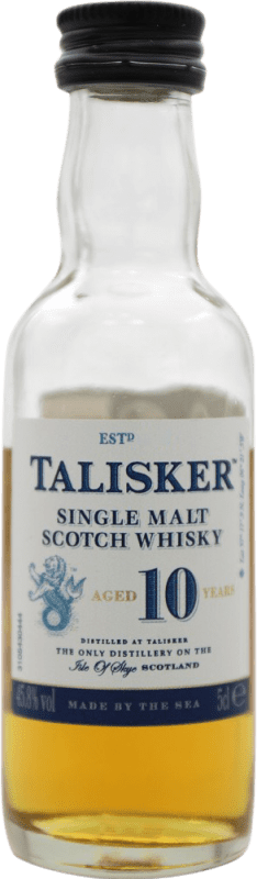 Envoi gratuit | Whisky Single Malt Talisker Royaume-Uni 10 Ans Mini-Bouteille 5 cl Objet de Collection Non Destinée à la Consommation