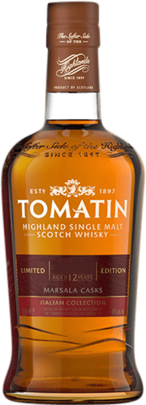 135,95 € Free Shipping | Whisky Single Malt Tomatin Marsala Cask Colección Italiana 12 Years