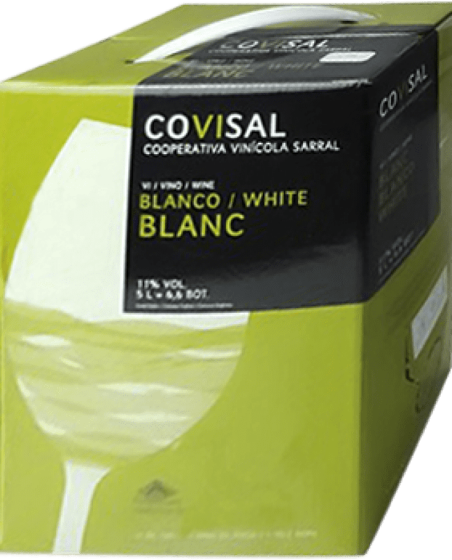 Free Shipping | White wine Sarral Blanc Young Catalonia Spain Bag in Box 5 L