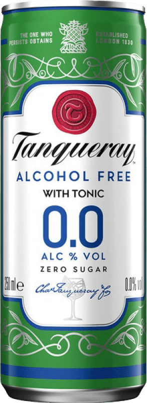 免费送货 | 盒装12个 饮料和搅拌机 Tanqueray 0,0 & Tonic 英国 铝罐 25 cl 不含酒精