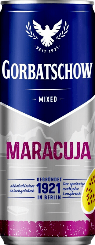 免费送货 | 盒装12个 饮料和搅拌机 Gorbatschow Mixed Maracuja 德国 铝罐 33 cl