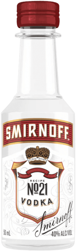 Kostenloser Versand | 12 Einheiten Box Wodka Smirnoff Nº 21 Russland Miniaturflasche 5 cl