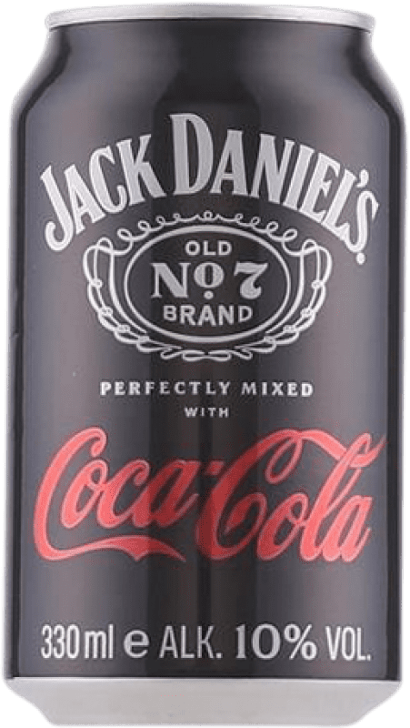 Kostenloser Versand | 24 Einheiten Box Getränke und Mixer Jack Daniel's Old Nº 7 Tennessee Whiskey & Coca Cola Tennessee Vereinigte Staaten Alu-Dose 33 cl