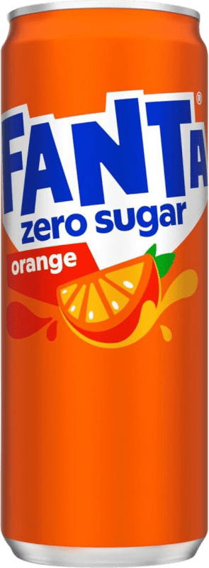 Envio grátis | Caixa de 24 unidades Refrescos e Mixers Fanta Orange Zero Sugar Alemanha Lata 33 cl