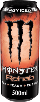 饮料和搅拌机 盒装12个 Monster Energy Rehab Peach Tea 瓶子 Medium 50 cl