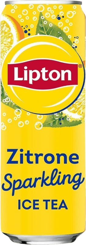 Free Shipping | 24 units box Soft Drinks & Mixers Lipton Zitrone Sparkling Ice Tea Germany Can 33 cl