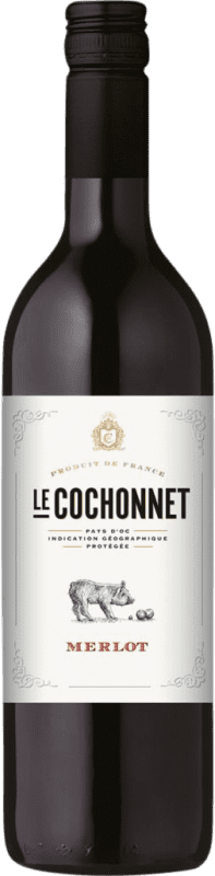 Free Shipping | Red wine Le Cochonnet France Merlot 1 L