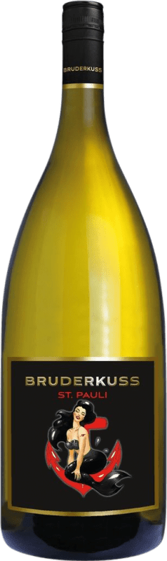 Envio grátis | Vinho branco Bruderkuss St Pauli Weißwein Q.b.A. Pfälz Pfälz Alemanha Pinot Branco, Muscadelle Garrafa Magnum 1,5 L