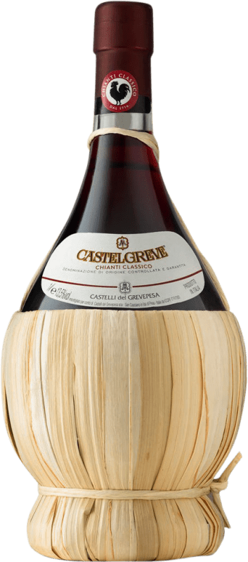 Free Shipping | Red wine Castelli del Grevepesa Castelgreve Fiasco D.O.C.G. Chianti Classico Italy 1 L