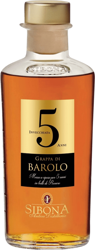 56,95 € Spedizione Gratuita | Grappa Sibona Invecchiata D.O.C.G. Barolo 5 Anni Bottiglia Medium 50 cl