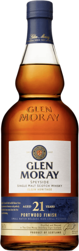 Envoi gratuit | Single Malt Whisky Glen Moray Port Wood Finish Speyside Royaume-Uni 21 Ans 70 cl