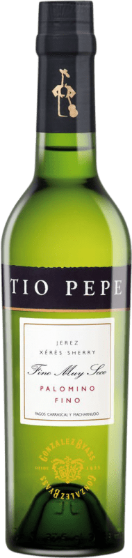 Envio grátis | Vinho fortificado González Byass Tío Pepe D.O. Jerez-Xérès-Sherry Andaluzia Espanha Palomino Fino Meia Garrafa 37 cl